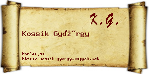 Kossik György névjegykártya
